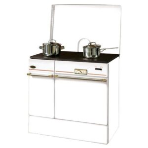 Poêle à bois à 2 brûleurs, 10,5 kW, bûches de 50 cm, blanc