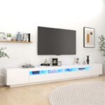 Meuble TV avec éclairage LED, blanc, 300 x 35 x 40 cm – Image 5