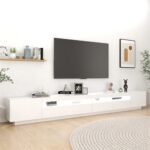 Meuble TV avec éclairage LED, blanc, 300 x 35 x 40 cm – Image 2