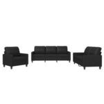 Ensemble de canapés 3 pièces vidaXL avec coussins en similicuir noir – Image 4
